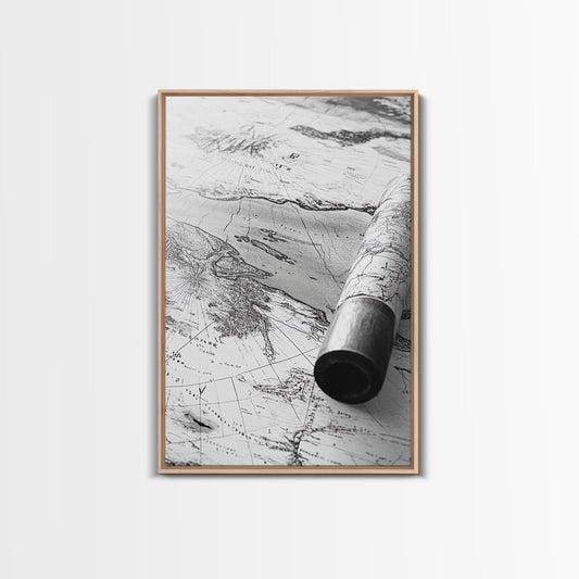 Vintage Nautical Map, Antique Explorer Theme, Travel Inspired Art, Canvas Print, Study Decor, Historical Wall Art, Rustic Map Artwork