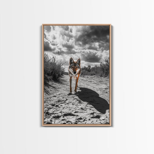 Desert Wolf, Wildlife Painting, Moody Art, Southwest Wall Art, Rustic Decor, Nature Scene, Canvas Print, Farmhouse Art