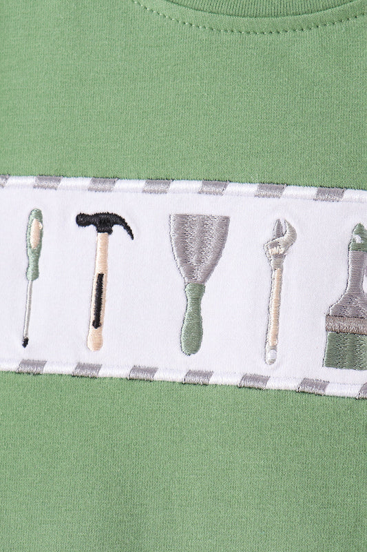 Green tools embroidery pants set