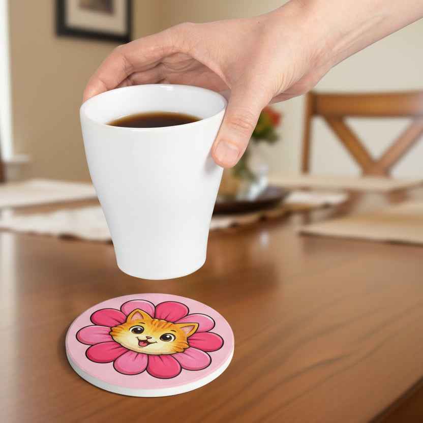 Blooming Cat Coaster – Tiny Burst of Joy