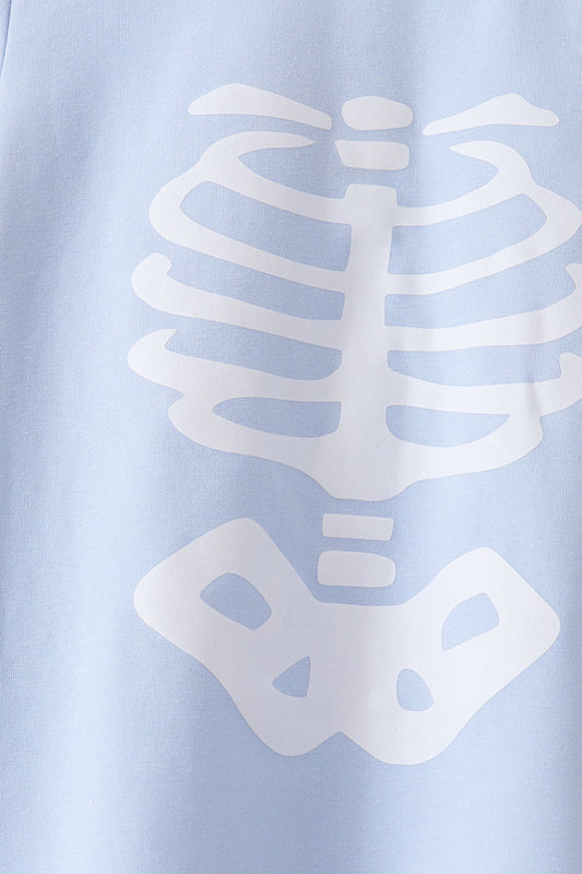 Blue skeleton print pants set
