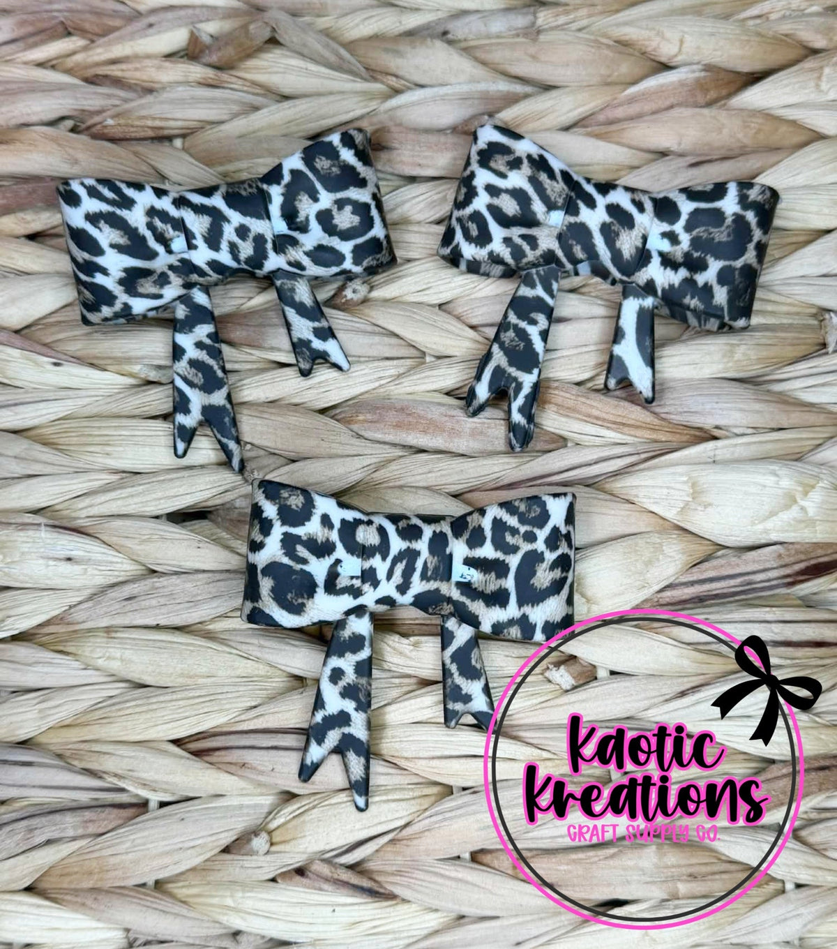 D5 BEADABLE JUMBO SILICONE BOW BROWN LEOPARD (1ct)