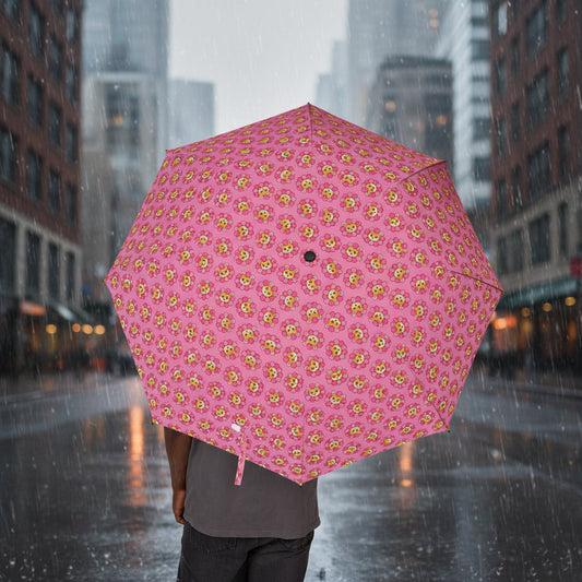 Flower Power, Cat Energy – Compact Umbrella (Semi-Automatic)