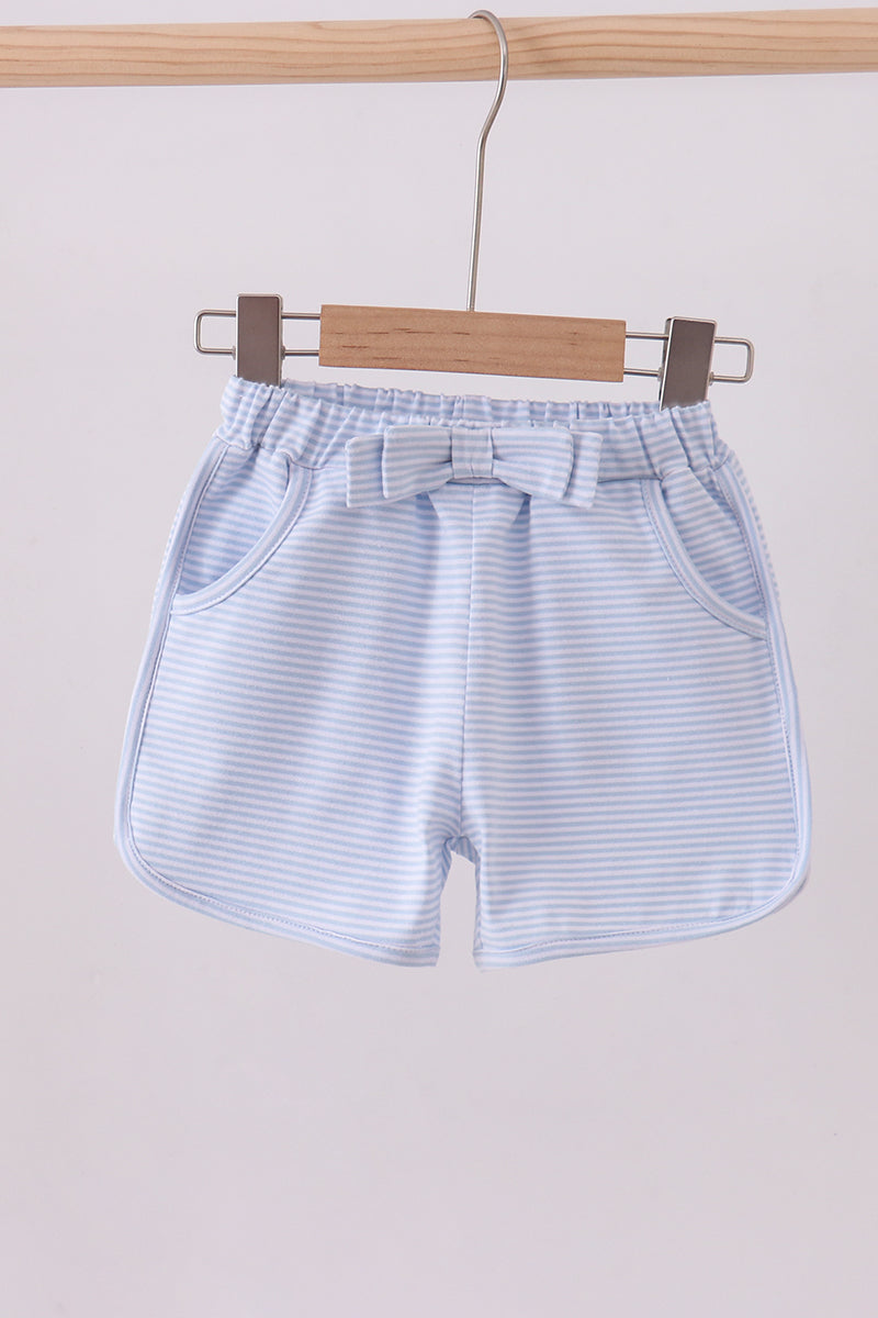 Premium Blue&white stripe bow shorts
