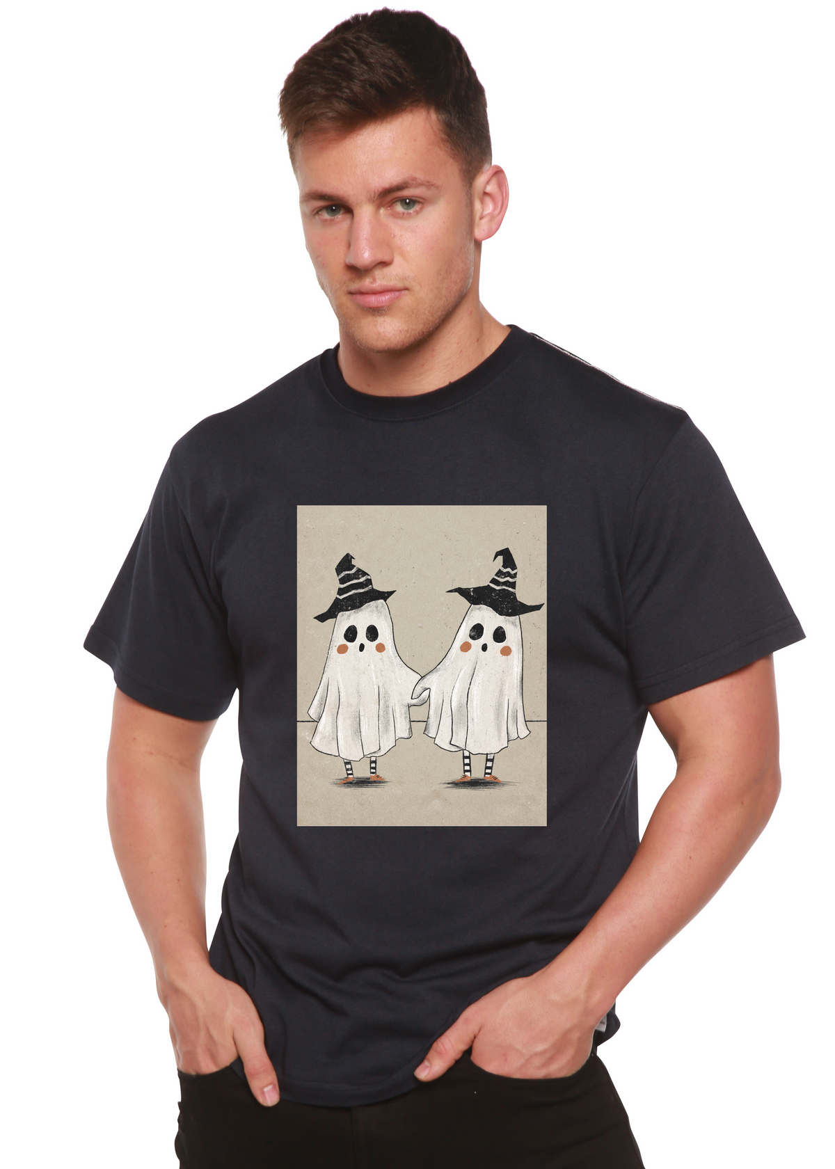 Cute Ghost Men's Bamboo Viscose/Organic Cotton Short Sleeve Graphic T-Shirt