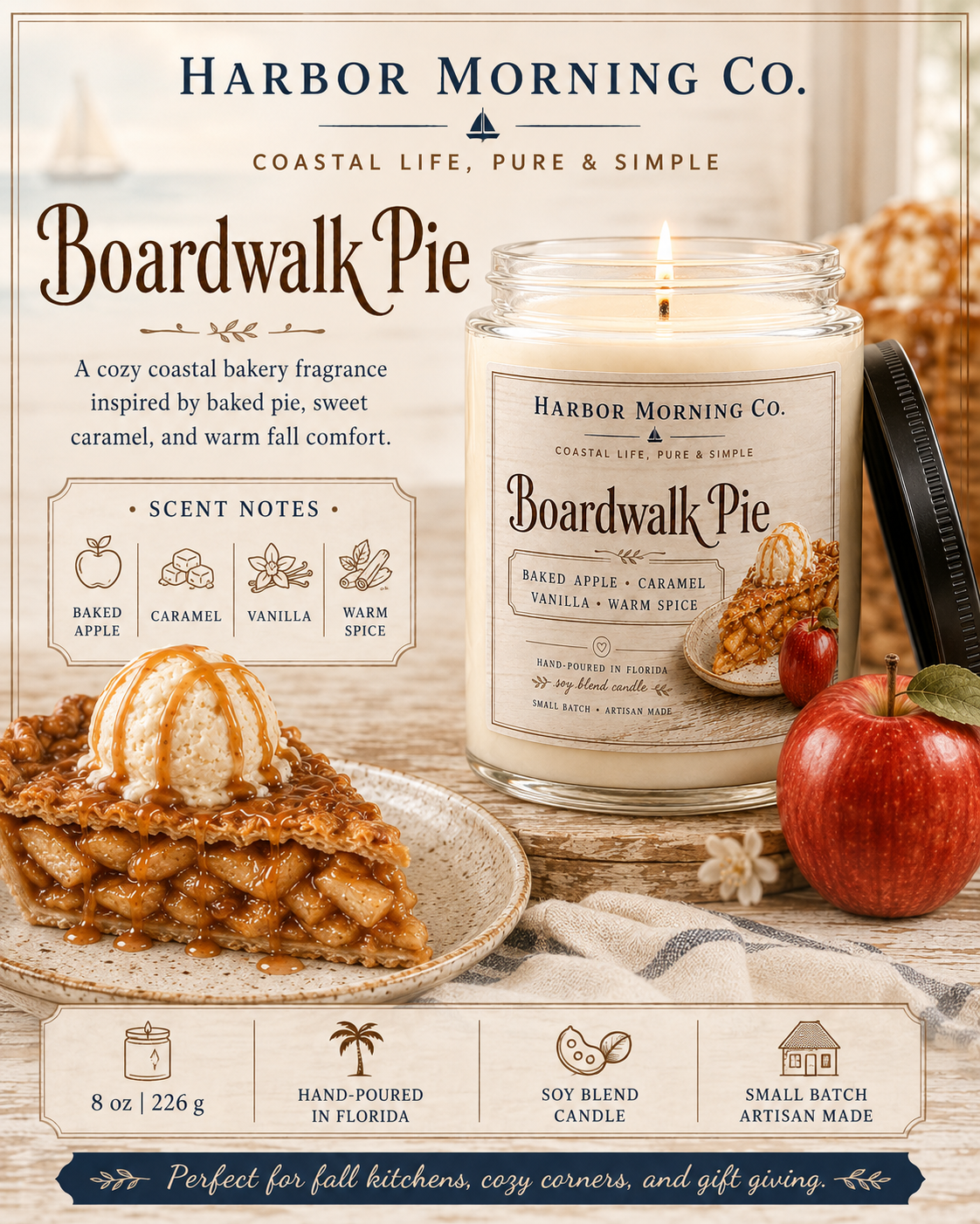 Boardwalk Pie | 8 oz Soy Candle