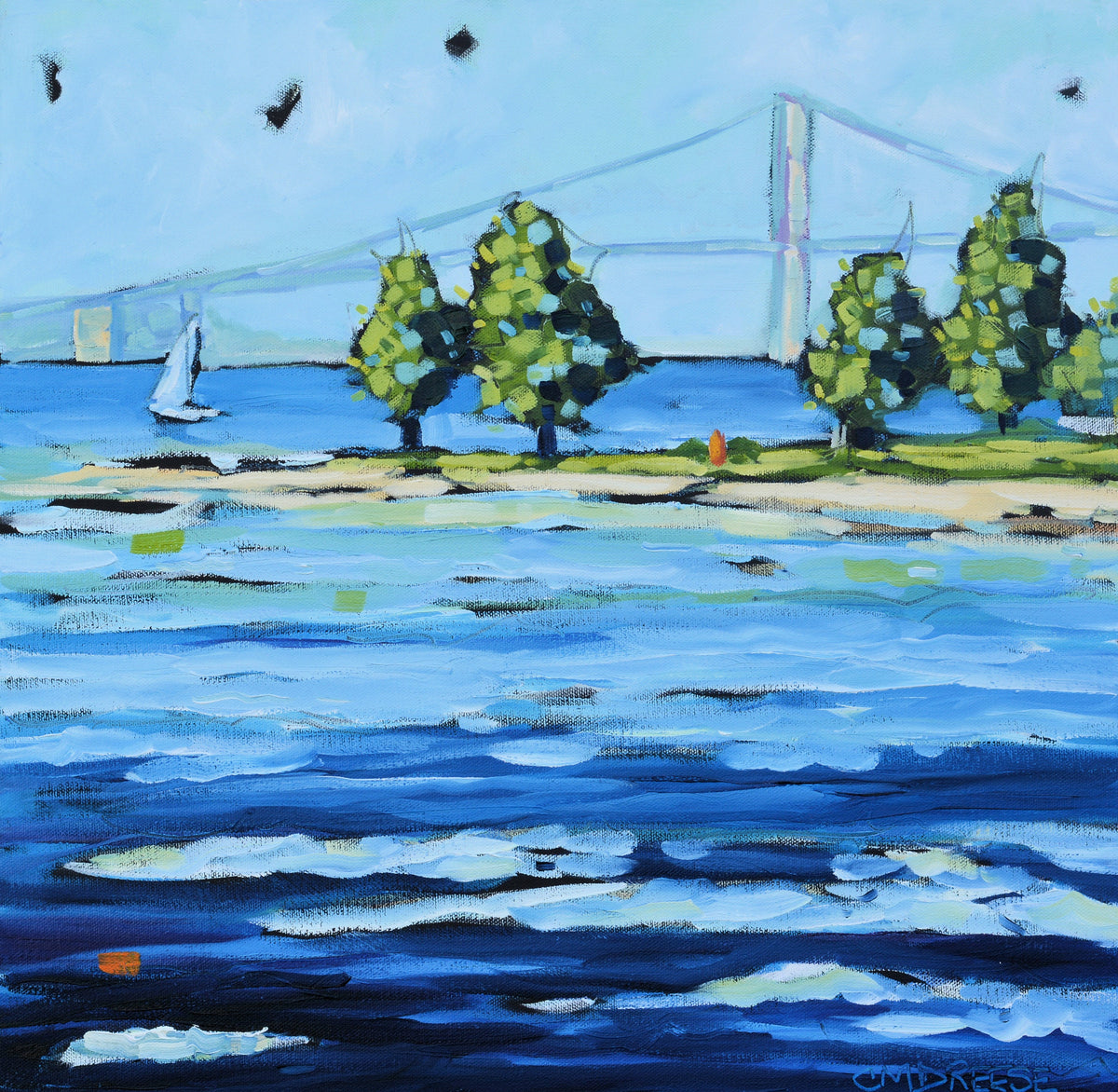 "Mackinac Bridge" Giclee Print on Paper or Canvas. Michigan Artist Christi Dreese