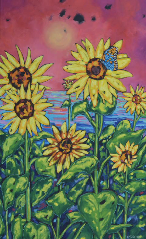 "Love Can Rebuild the World" — Original Oil Painting by Christi Dreese | 36"×60" | Sunflowers