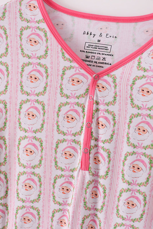 Pink santa claus mom pajamas pants set