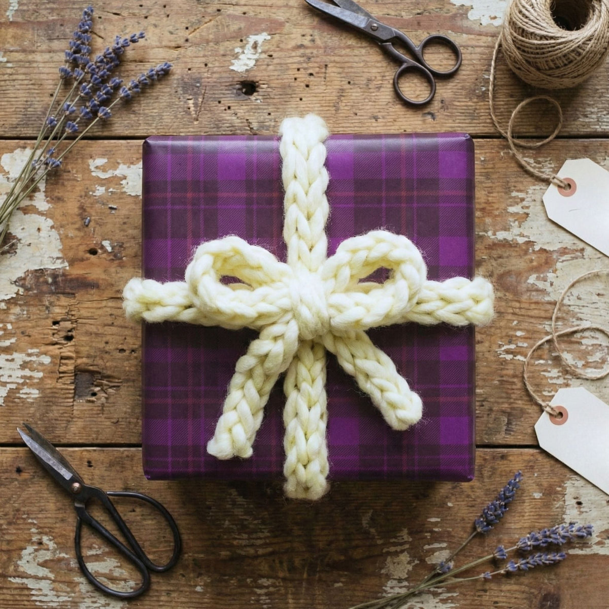 Crochet Pom Gift Bow Pattern – Handmade Reusable Gift Wrap Accent with Chunky Wool Yarn