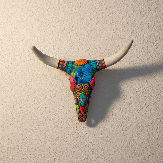 Alebrije Longhorn Wall Art | Colorful Mexican Decor