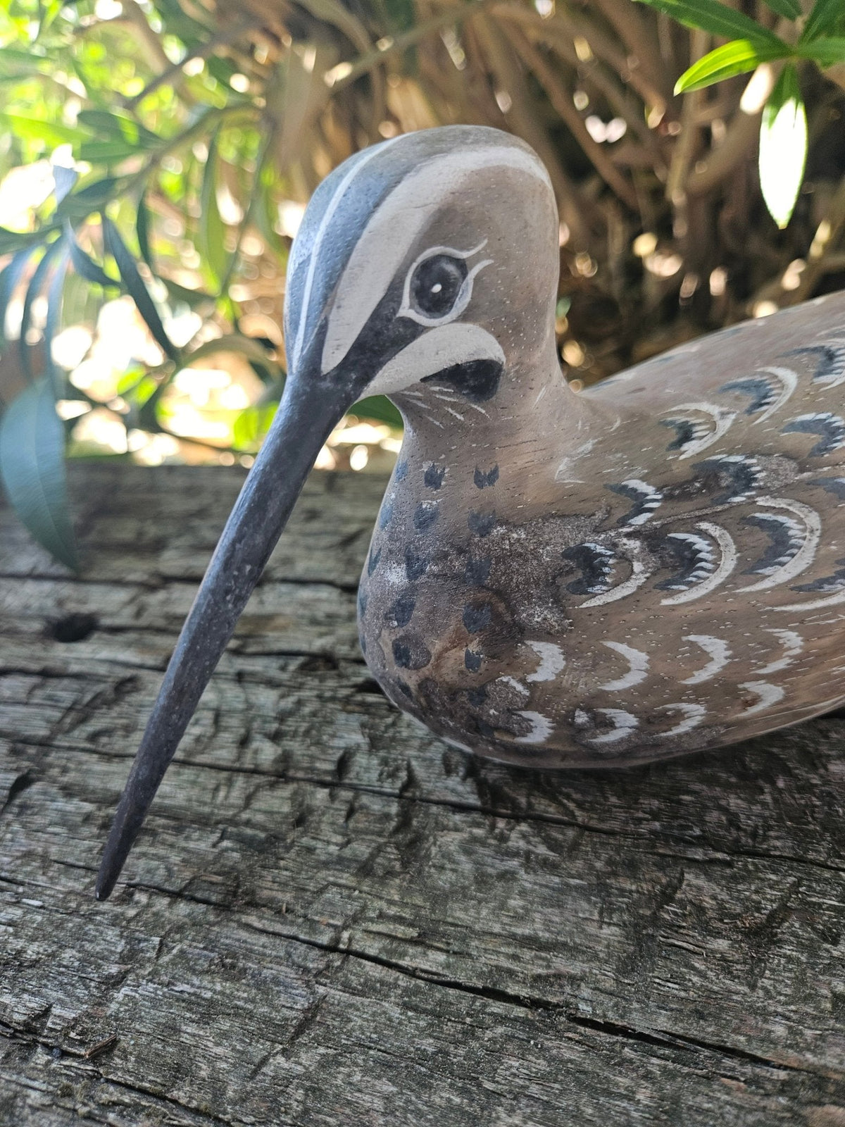 Carved Wooden Coastal Bird Snipe Sitting Home Decor – 10.5" x 3.5"
