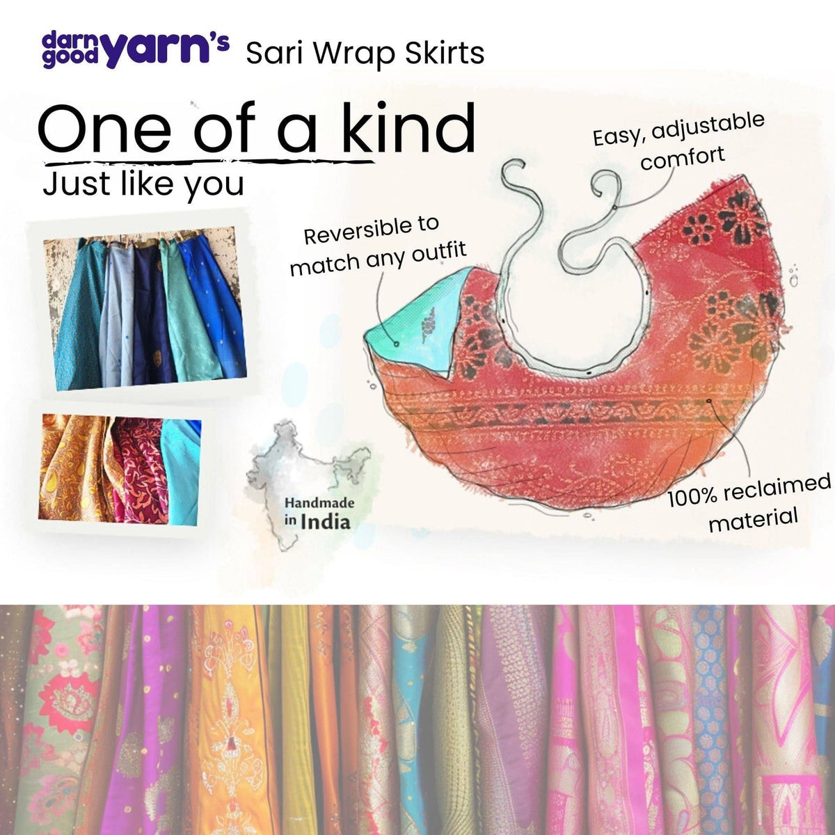 Knee-Length: "Mini" Sari Wrap Skirts
