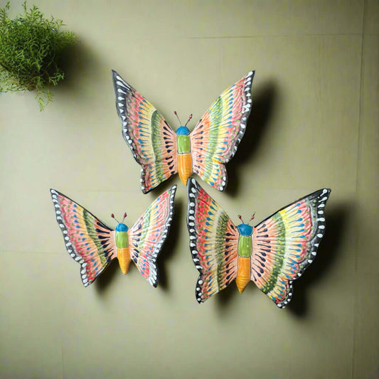Set of 3 Talavera Butterfly Wall Hangings | Handmade Ceramic Decor