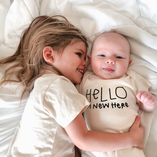 Hello I'm New Here Organic Baby Bodysuit