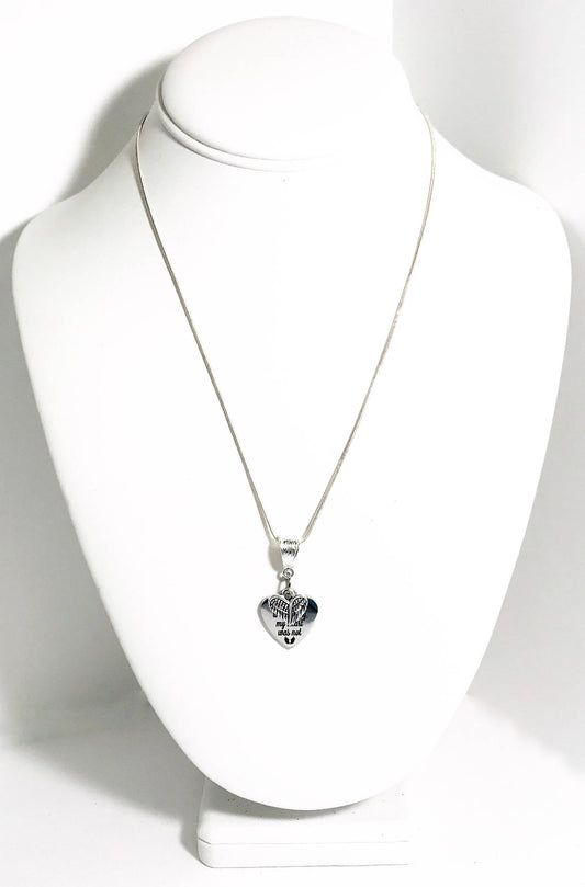 Your Wings Were Ready My Heart Was Not Heart Pendant on Silver Chain Necklace, Remembrance Necklace, Angel Wings, Sympathy Gift