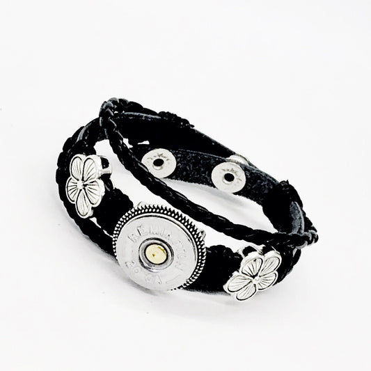 Shotgun Shell Bracelet, 20 Gauge Black Leather Shotgun Shell Bracelet, Shotgun Shell Jewelry, Shooting Sports Jewelry, Shooting Jewelry Gift
