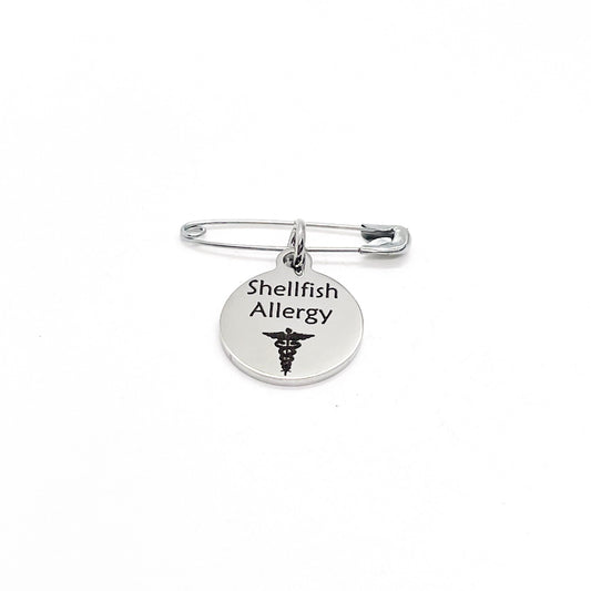 Medical Pin, Shellfish Allergy Pin, Medical Notice, Medical Awareness, Shellfish Allergy Notification, Medical Charm, Pin Charm, Lapel Pin