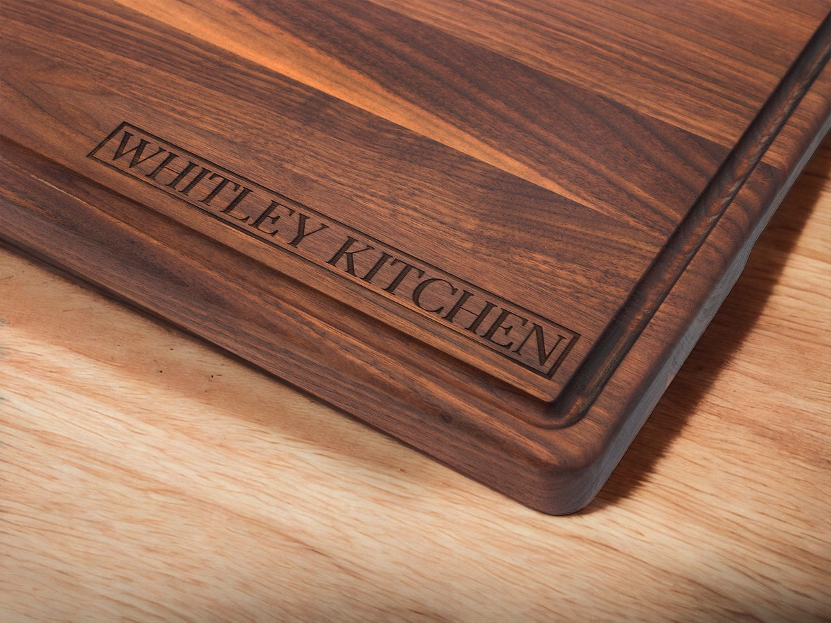1.25” Thick Extra Large Wood Cutting Board with Feet, Pocket Handles and Juice Groove, 24x18”x1.25 Inches Thick, Gift For Dad, 100% USA Made