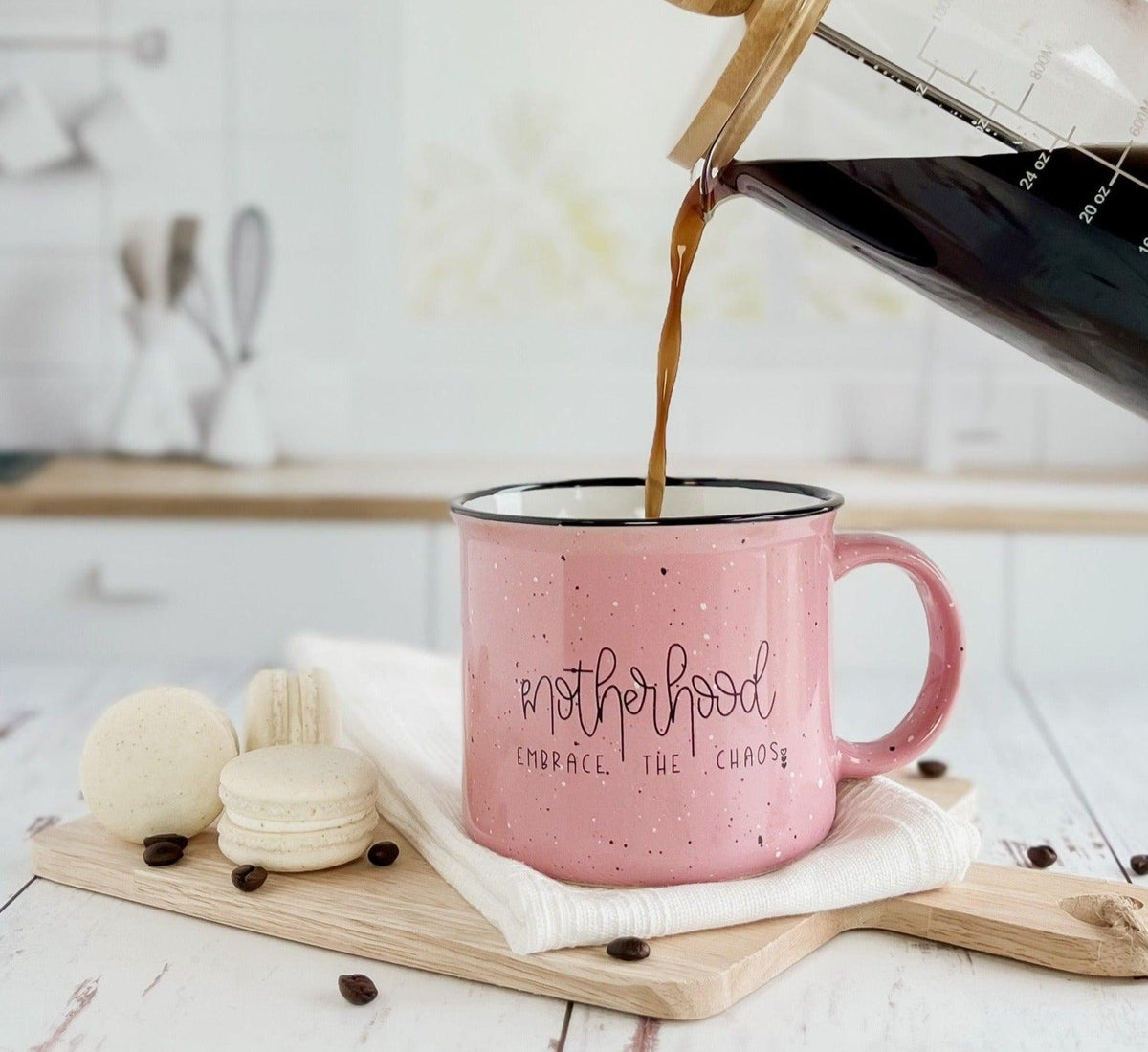 Motherhood Embrace The Chaos Campfire Coffee Mug