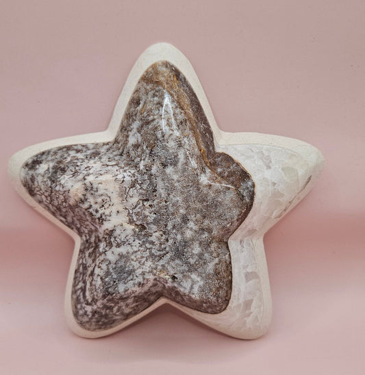 Onyx Star Dish – Dark Polished Stone Bowl 6.25"