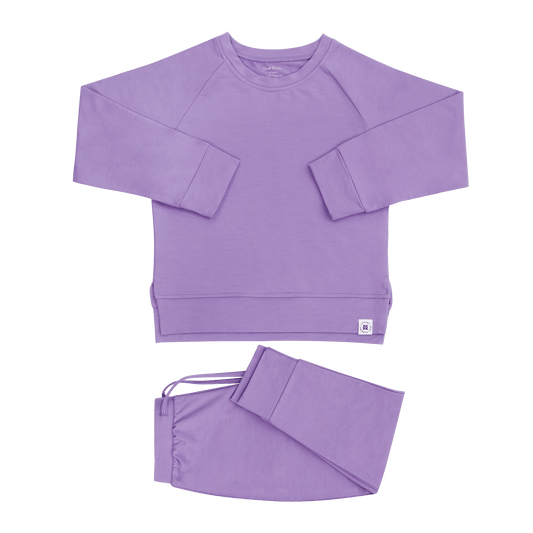 Purple Lily Crew Neck Jogger Set