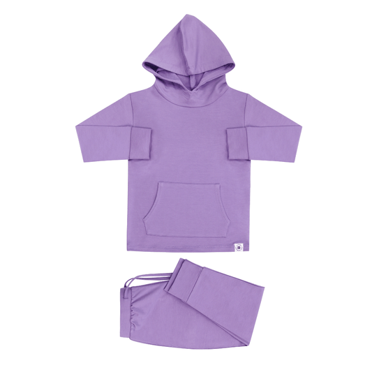 Sweet Bamboo Kids Hooded Jogger Set - Purple Lily
