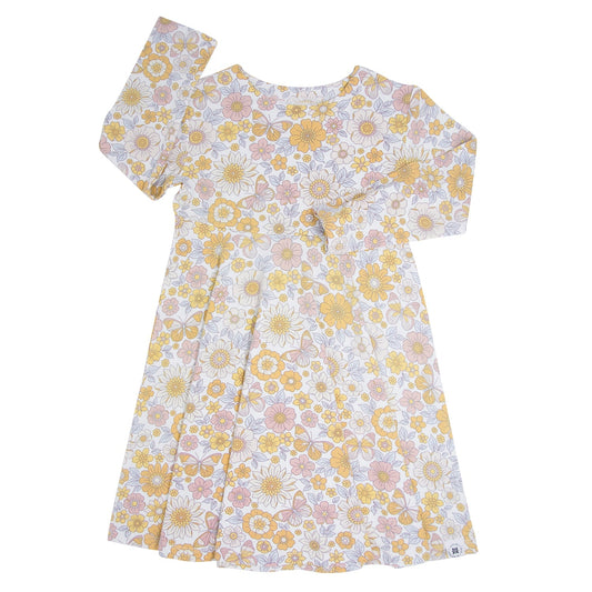 Retro Vintage Flowers Swirly Girl Dress