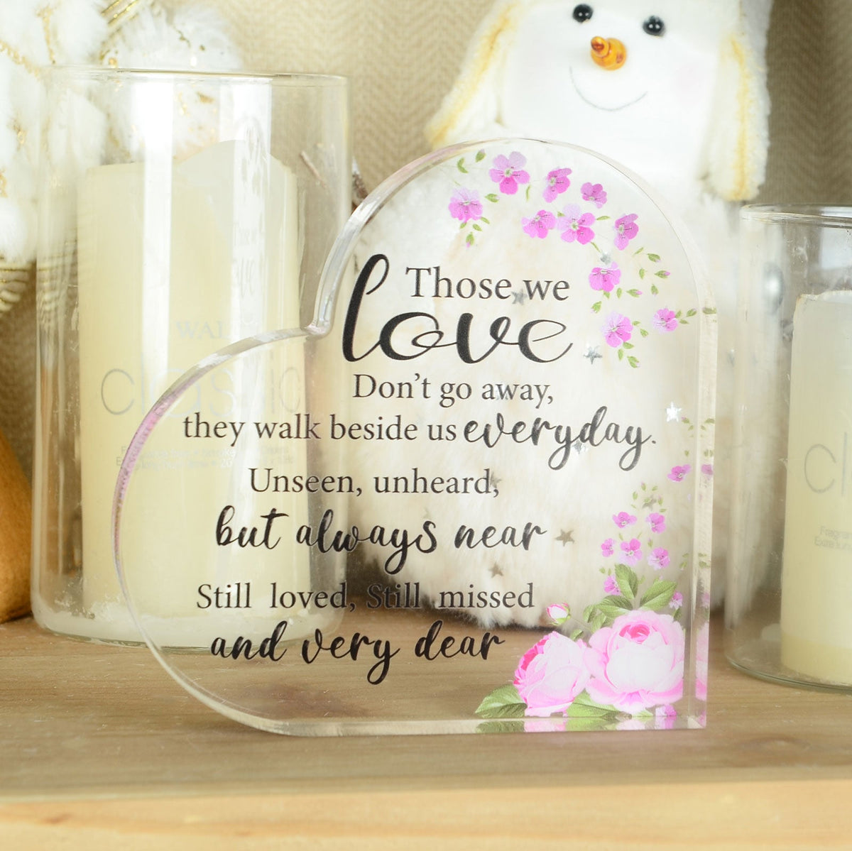Memorial Heart With Gift Box - Acrylic Floral Design