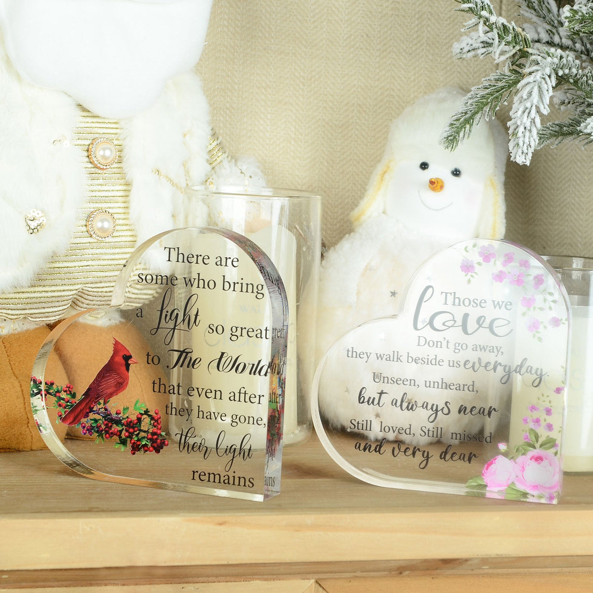 Memorial Heart With Gift Box - Acrylic Cardinal Bird