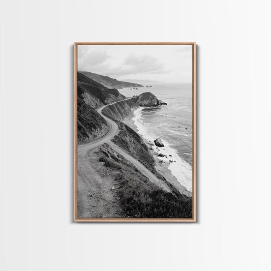 Winding Beach Road, Coastal Drive, Ocean Cliffs, Travel Landscape, Canvas Print, Office Wall Art, Fall Adventure Style, Neutral Coastal Decor