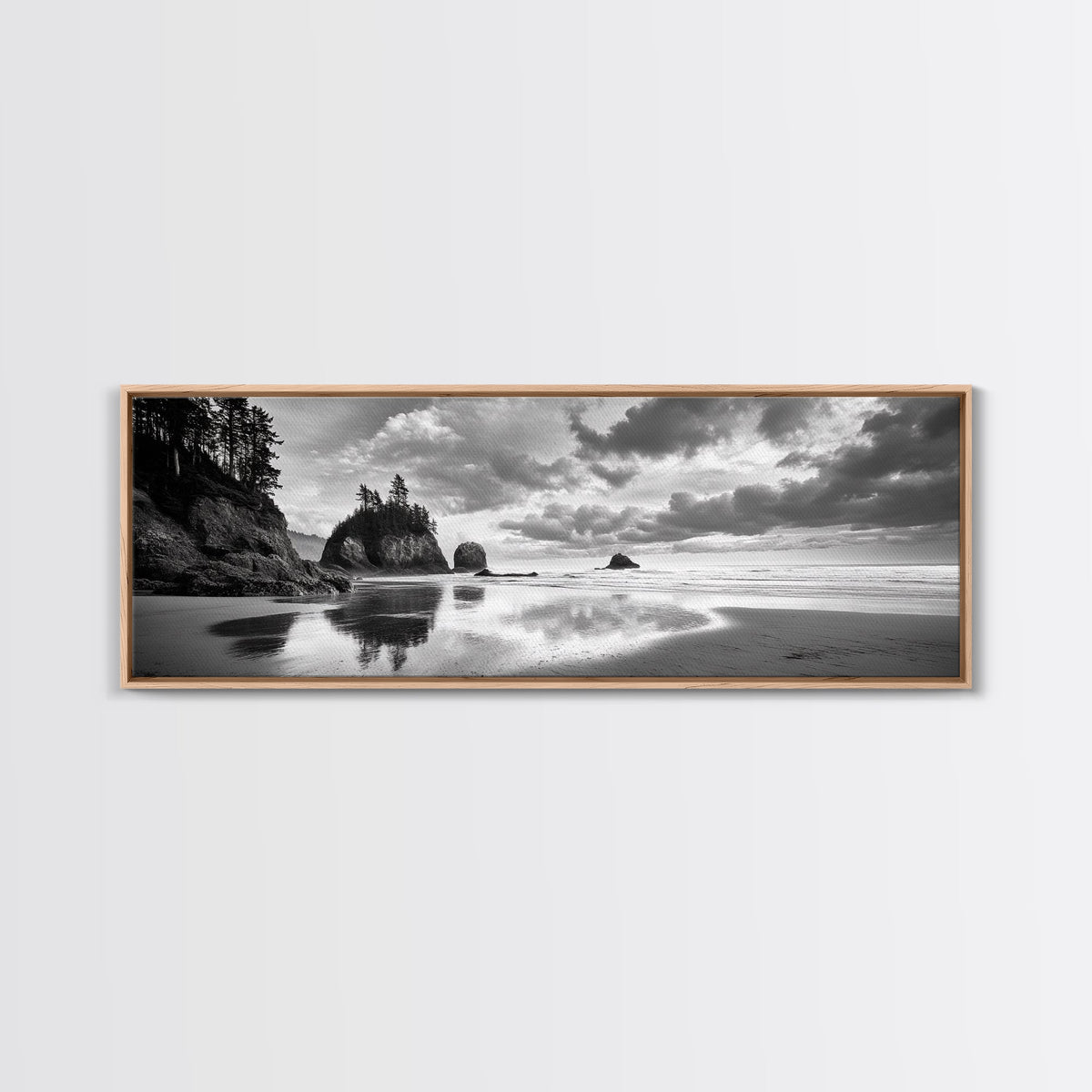 Seastacks Coastal Scene, Moody Beach Landscape, Ocean Reflections, Canvas Print, Coastal Decor, Pacific Northwest, Fall Wall Art