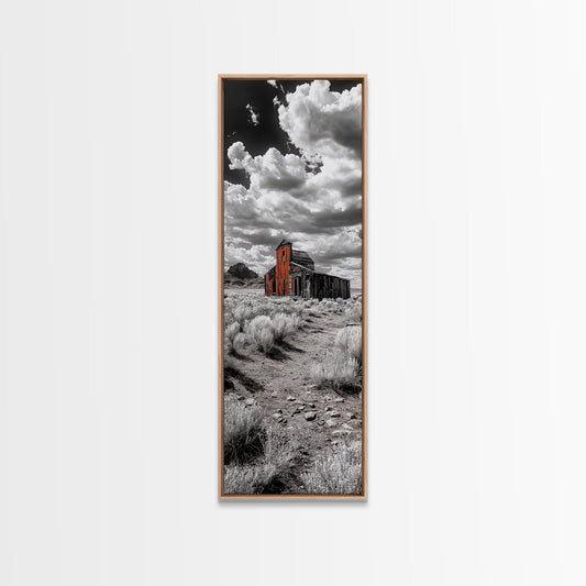 Abandoned Barn, Desert Mood, Old West Vibes, Rustic Autumn Scene, Canvas Print, Farmhouse Wall Decor, Entryway Art