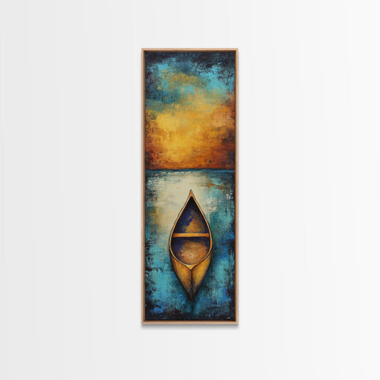 Misty Lake Canoe Framed Canvas Print Coastal Landscape Art Moody Art Lake Tahoe Art Nautical Wall Art Cottagecore Art