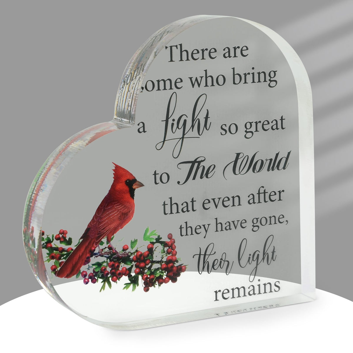 Memorial Heart With Gift Box - Acrylic Cardinal Bird