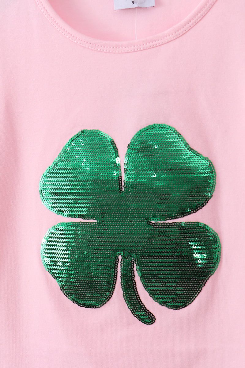 Pink clover glitter pants set