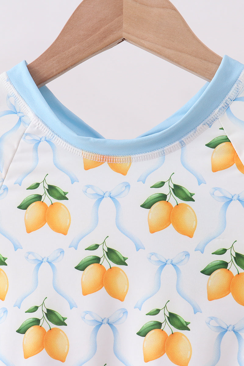 Blue bow lemon rashguard
