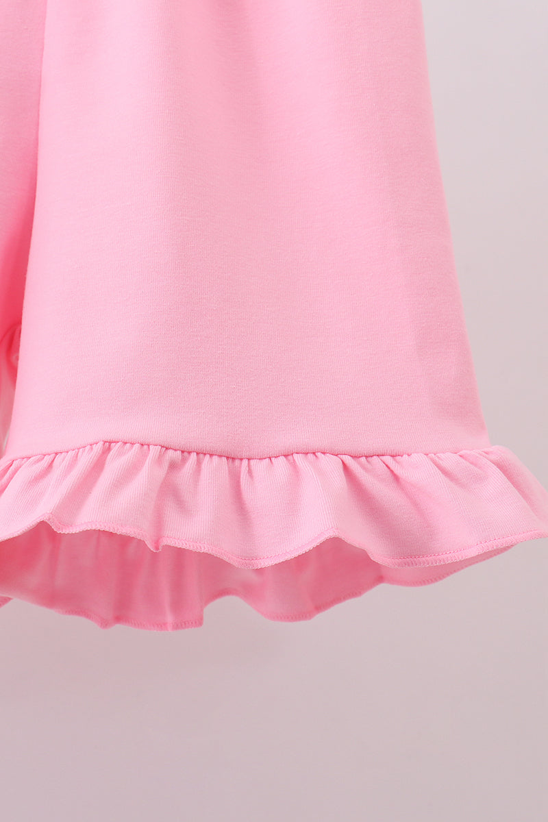 White cross smocked ruffle shorts set