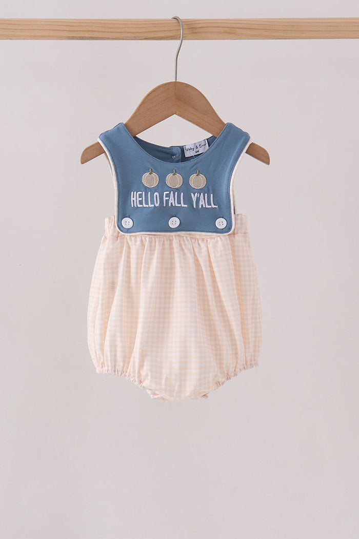 Blue Hallo Fall Y'ALL Pumpkin Bubble