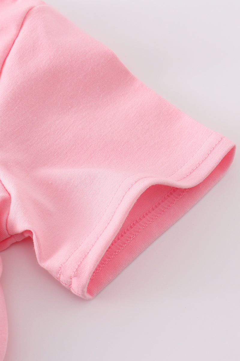 Pink bow sequin mom&me top