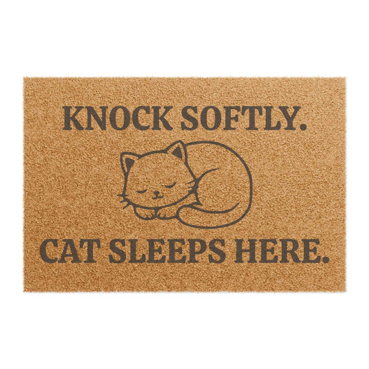 Cute Cat Lover Doormat – Knock Softly Entryway Mat