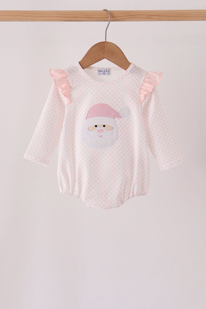 Pink santa claus dot applique ruffle bubble