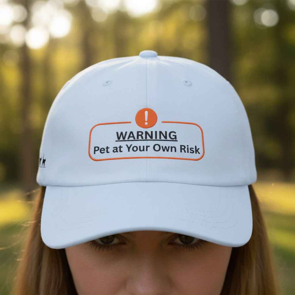 Warning: Pet at Your Own Risk Hat – Sassy Cat Embroidered Dad Cap