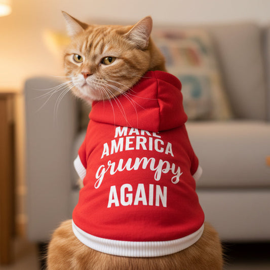 Make America Grumpy Again Cat Hoodie – Political Parody Pet Apparel