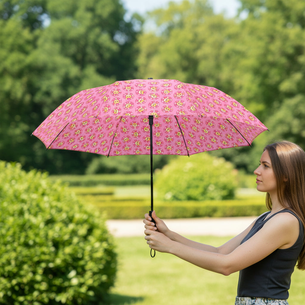 Flower Power, Cat Energy – Compact Umbrella (Semi-Automatic)