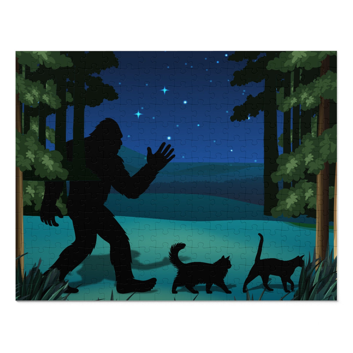 Catsquatch Midnight Walk Puzzle – Cats, Stars & Quiet Wonder