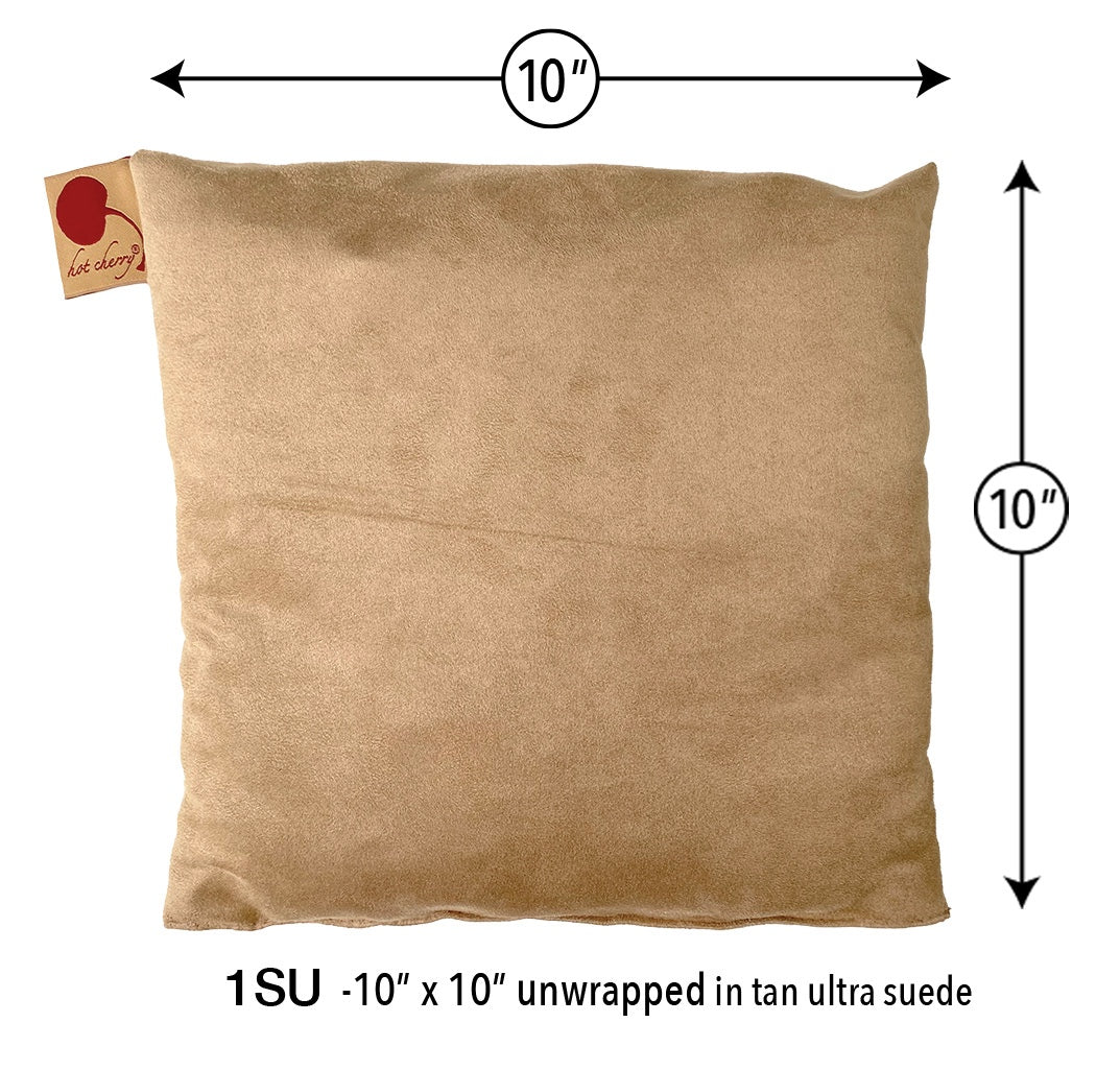 Square Cherry Stone Pillow in Tan Ultra-Suede