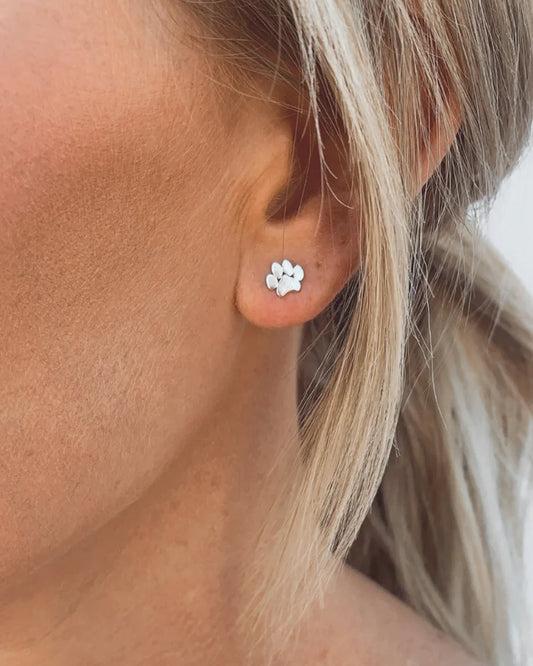 Sterling Silver Paw Stud Earrings – Pet Lover Dog Jewelry Gift