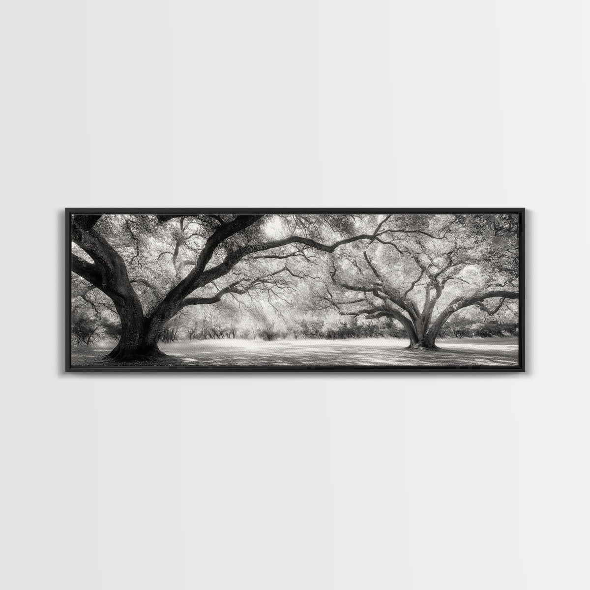 Sprawling Trees, Oak Forest, Sunlit Canopy, Majestic Branches, Canvas Print, Nature Wall Art, Boho Decor, Living Room Statement Piece