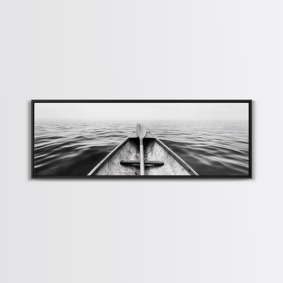 Canoe View, Open Water, Ocean Drift, Paddleboat Scene, Canvas Print, adventure wall art, rustic lake house decor, minimalist travel photo
